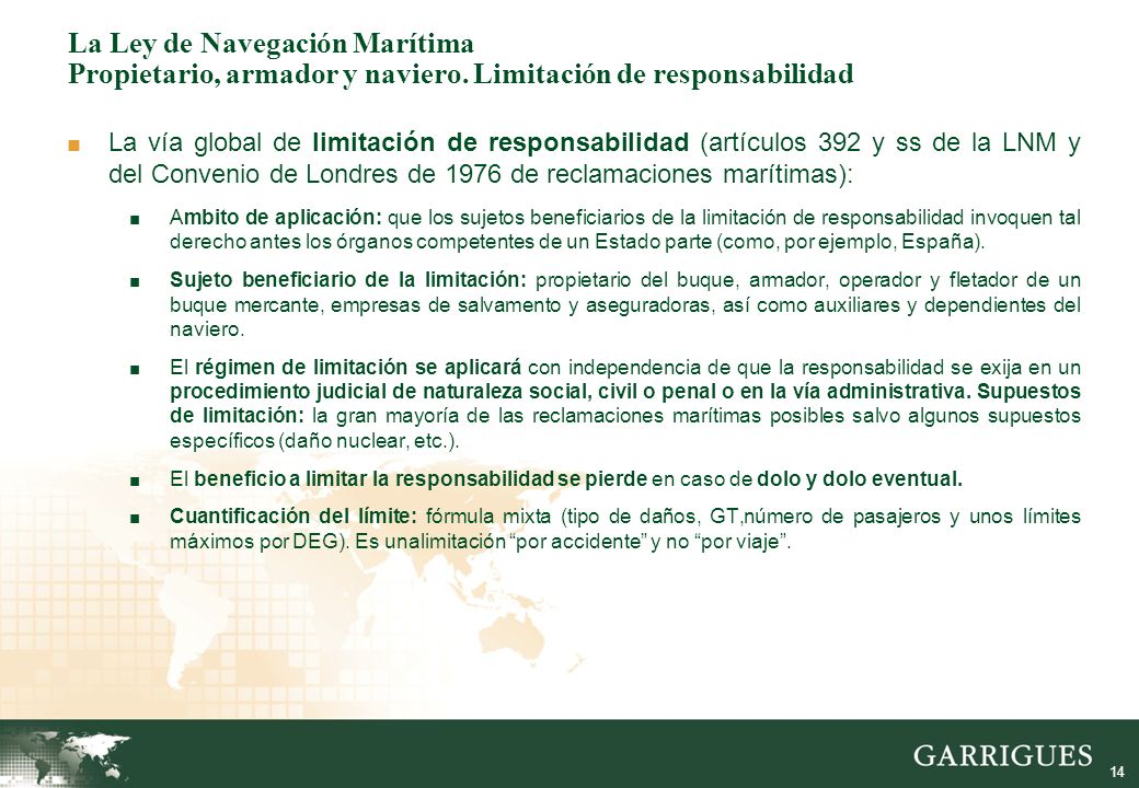 La Ley de Navegación Marítima Propietario, armador y naviero