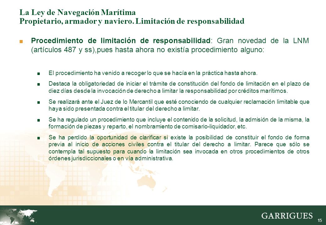 La Ley de Navegación Marítima Propietario, armador y naviero