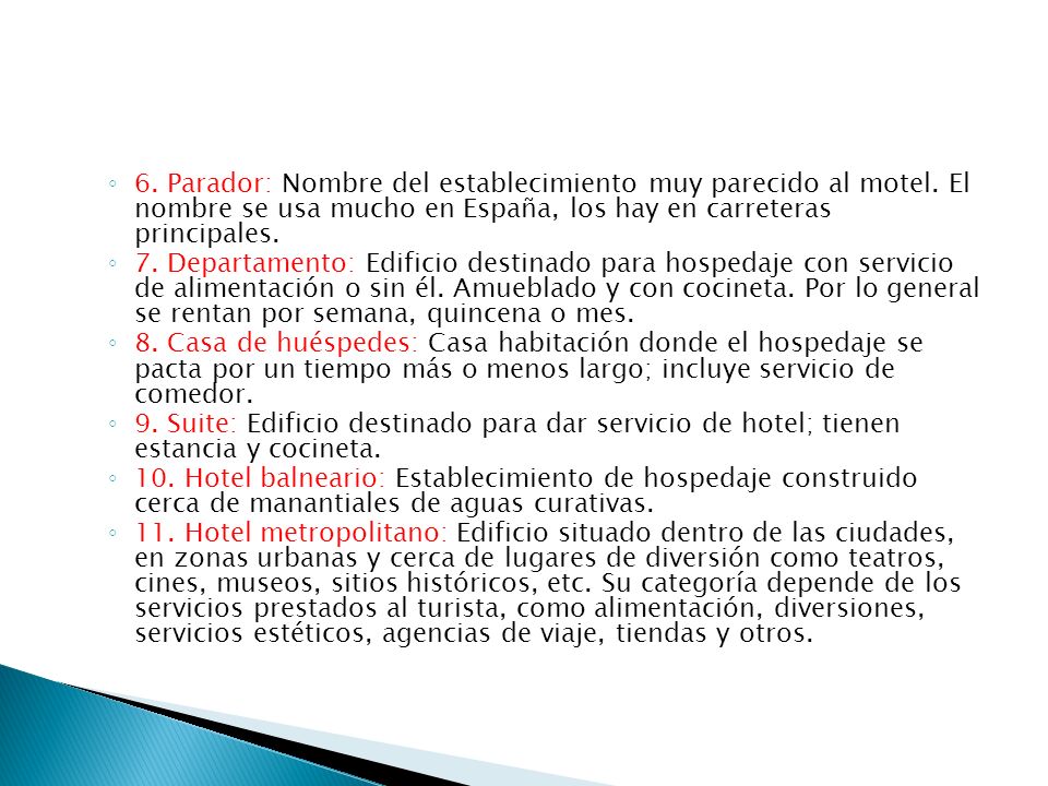 6. Parador: Nombre del establecimiento muy parecido al motel