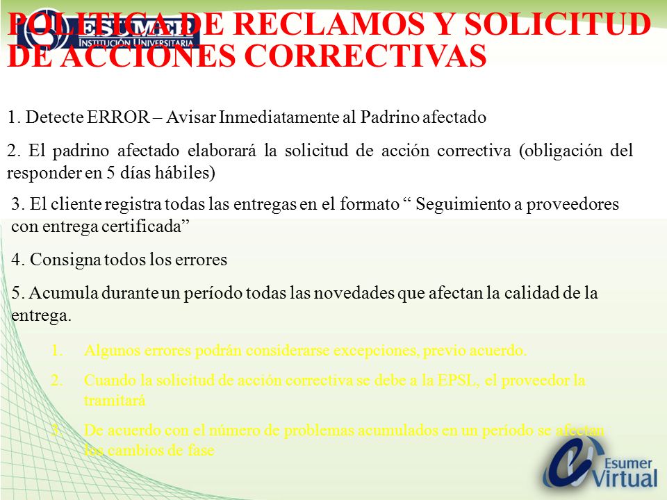 POLITICA DE RECLAMOS Y SOLICITUD DE ACCIONES CORRECTIVAS