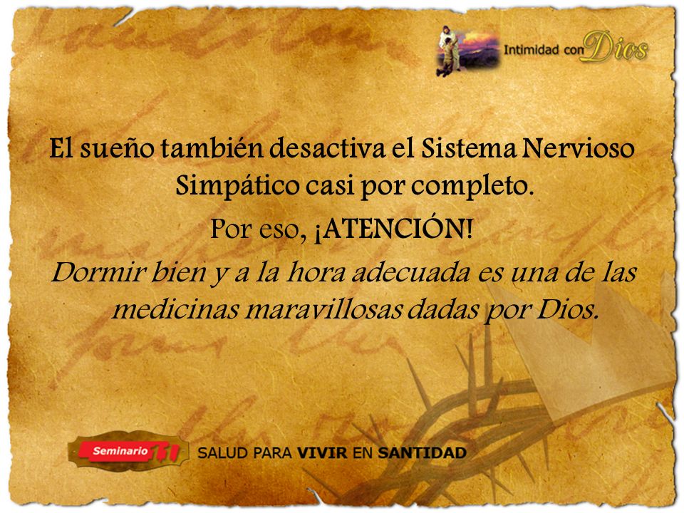 El sueño también desactiva el Sistema Nervioso Simpático casi por completo.