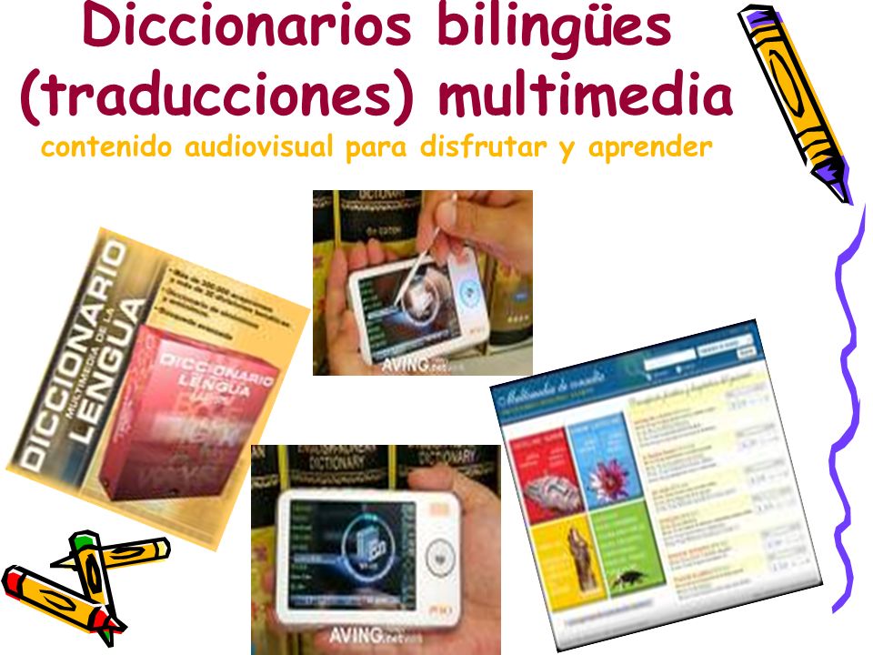 Diccionarios bilingües (traducciones) multimedia contenido audiovisual para disfrutar y aprender