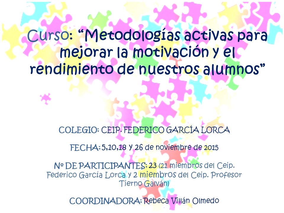 Curso: Metodologías activas para mejorar la motivación y el rendimiento de nuestros alumnos
