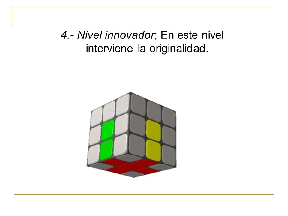 4.- Nivel innovador; En este nivel interviene la originalidad.