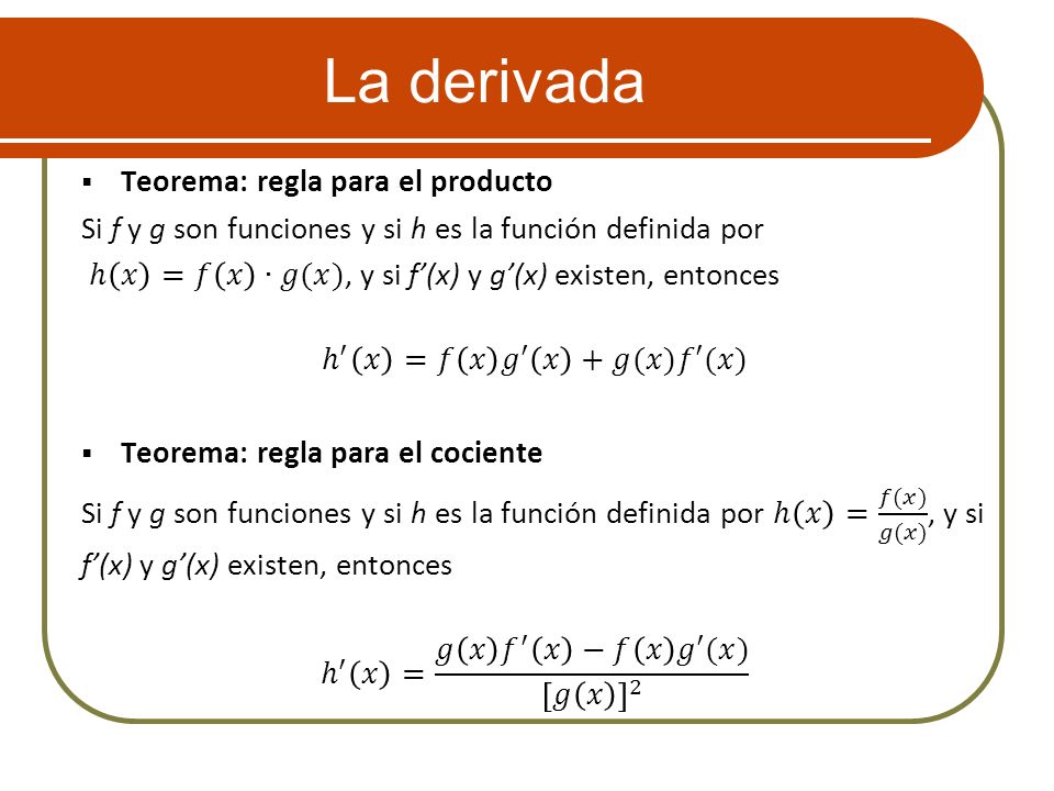 La derivada Teorema: regla para el producto