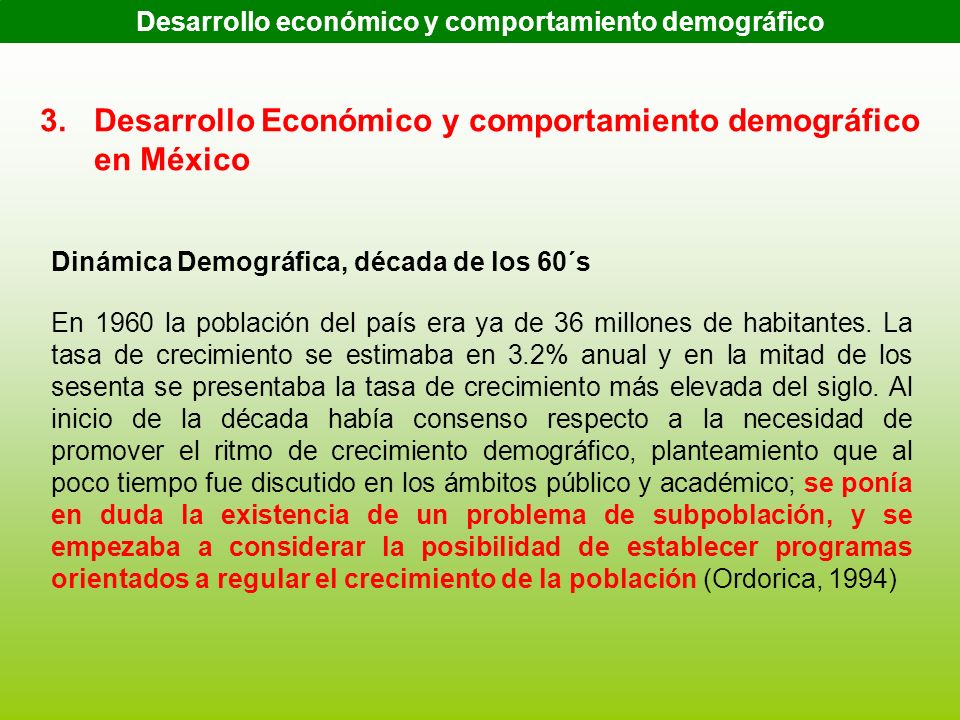 Desarrollo económico y comportamiento demográfico