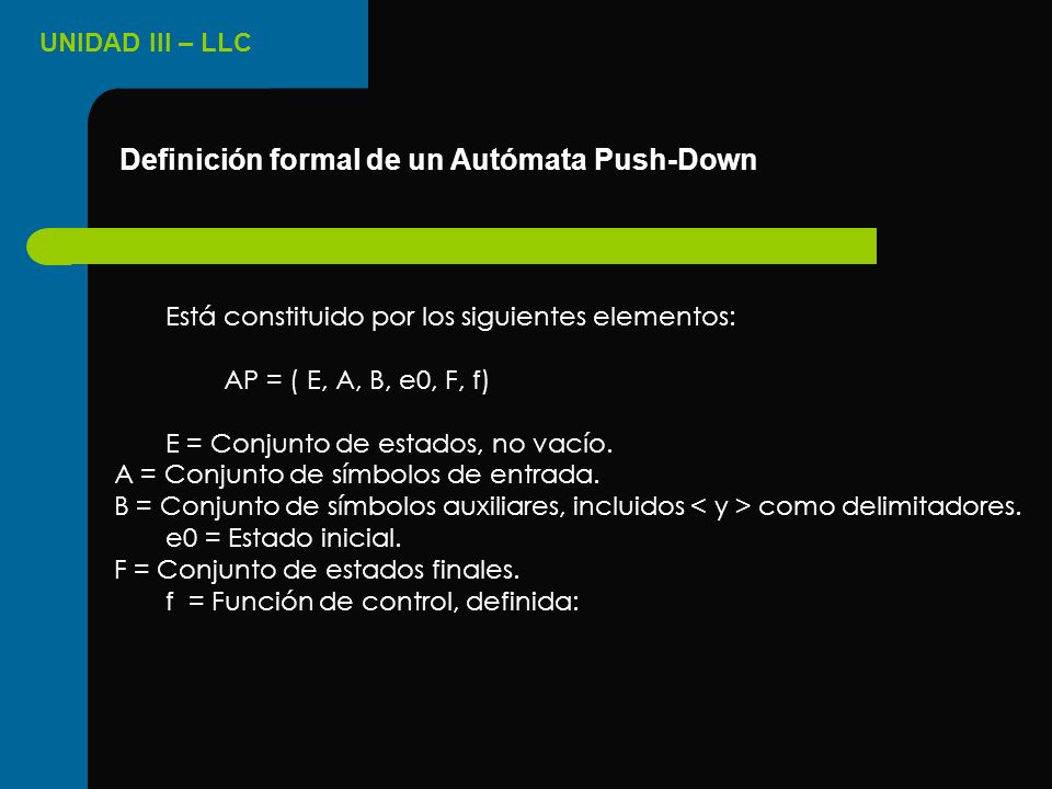 Definición formal de un Autómata Push-Down