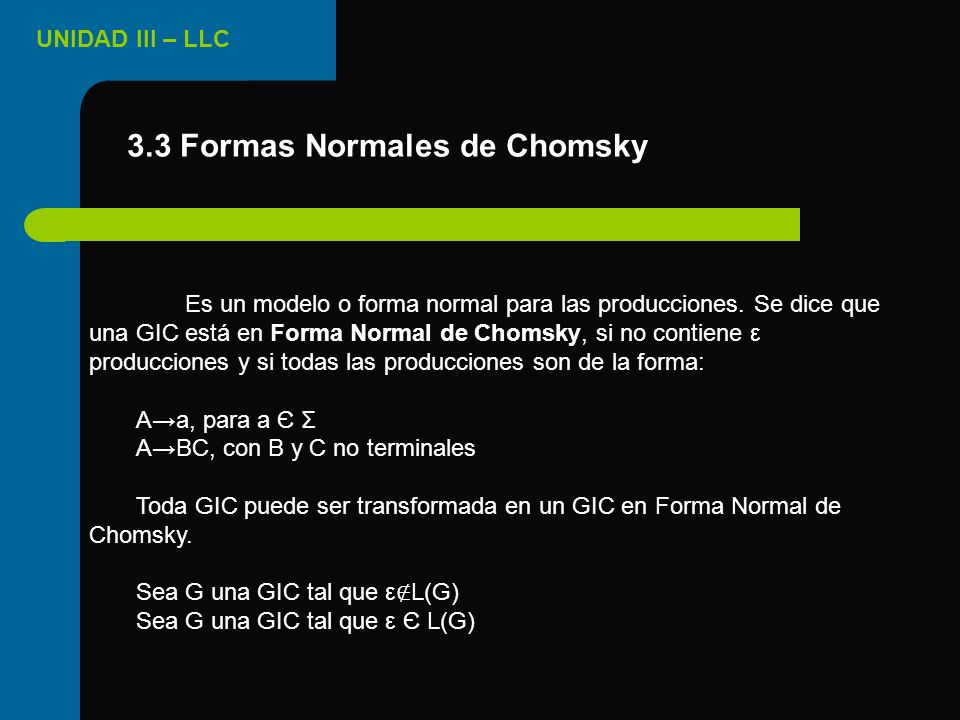 3.3 Formas Normales de Chomsky
