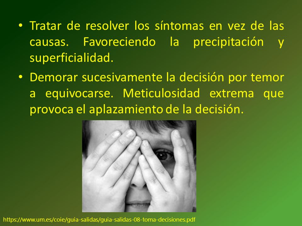 Tratar de resolver los síntomas en vez de las causas