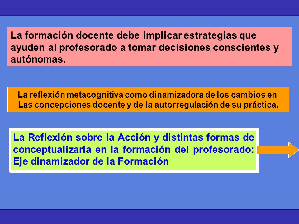 La formación docente debe implicar estrategias que ayuden al profesorado a tomar decisiones conscientes y autónomas.