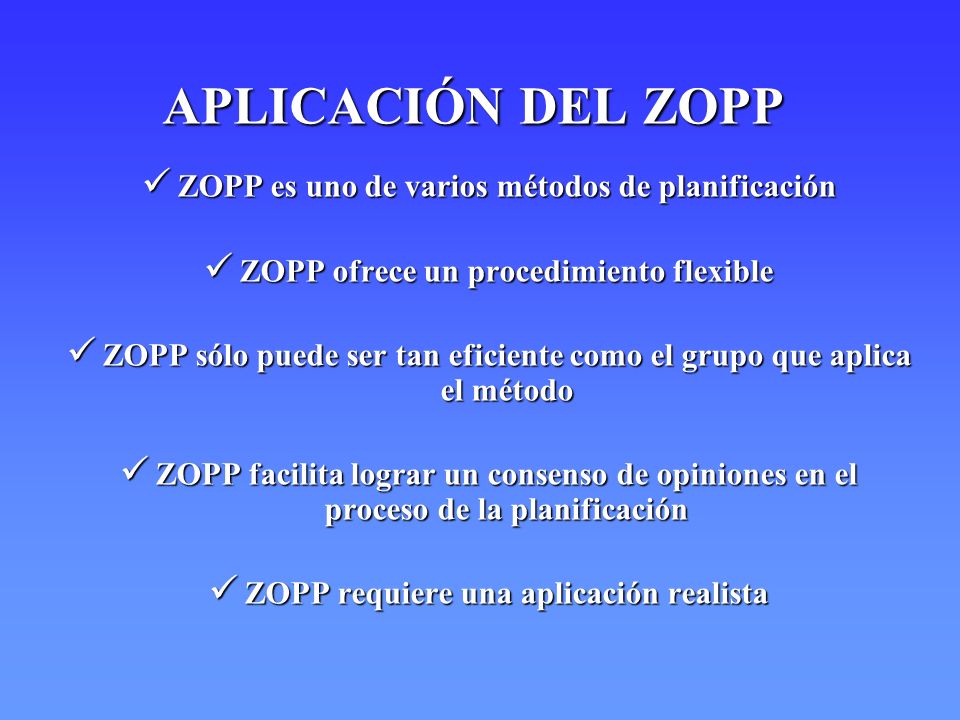 ZOPP es uno de varios métodos de planificación