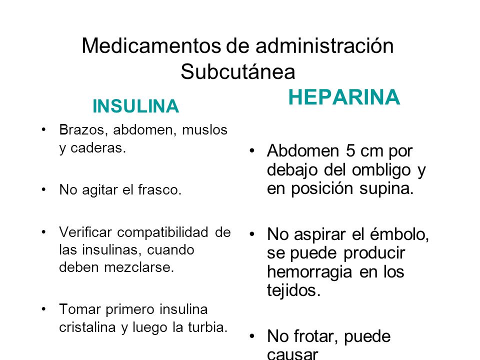 Medicamentos de administración Subcutánea