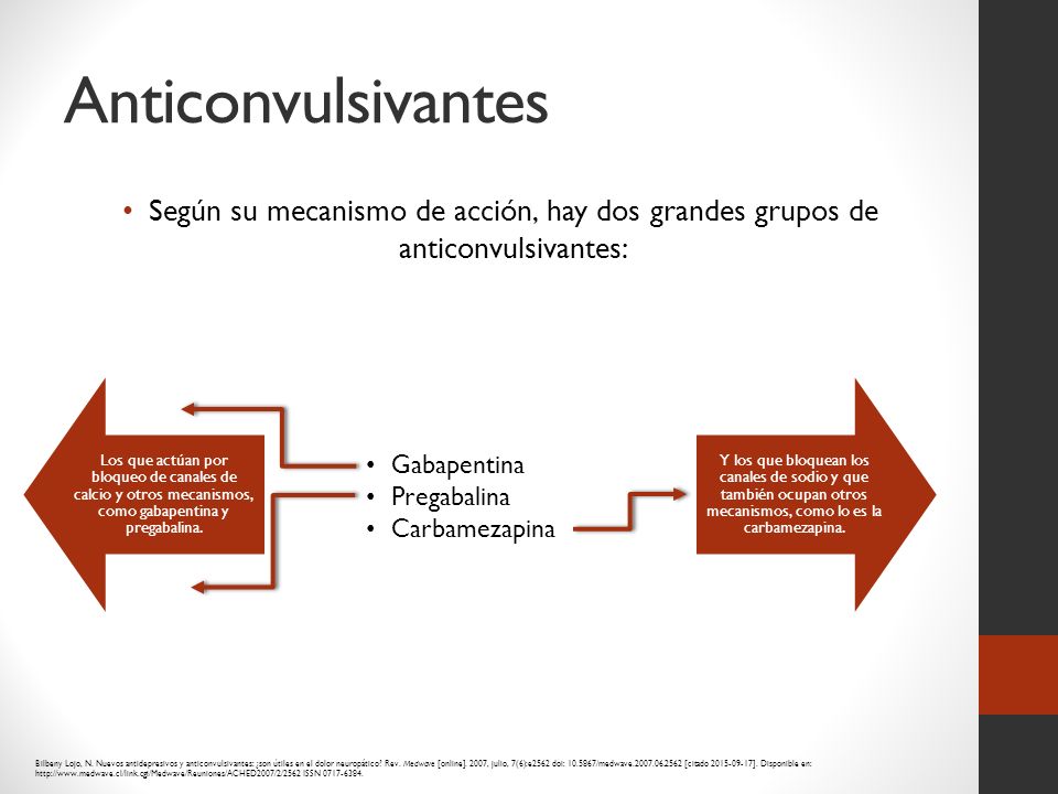 Anticonvulsivantes Según su mecanismo de acción, hay dos grandes grupos de anticonvulsivantes: