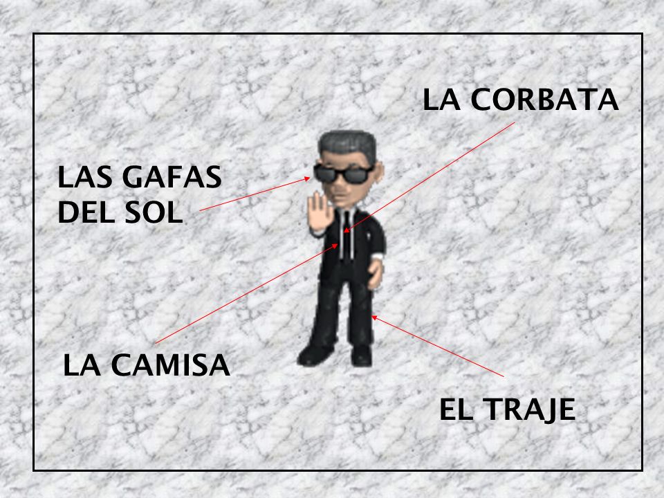 LA CORBATA LAS GAFAS DEL SOL LA CAMISA EL TRAJE