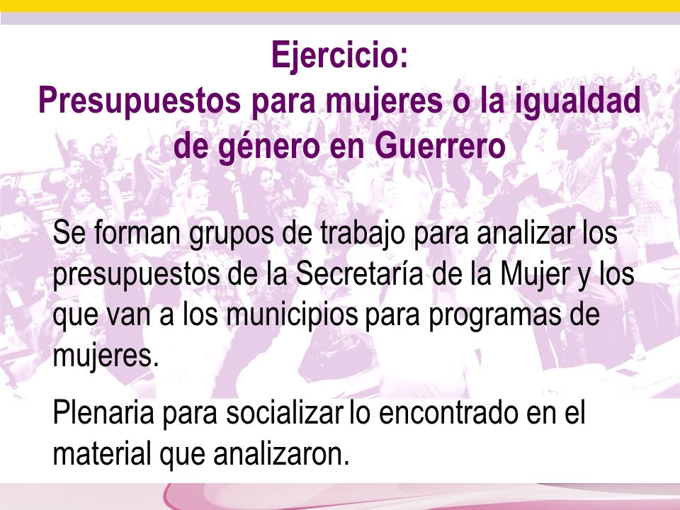 Ejercicio: Presupuestos para mujeres o la igualdad de género en Guerrero