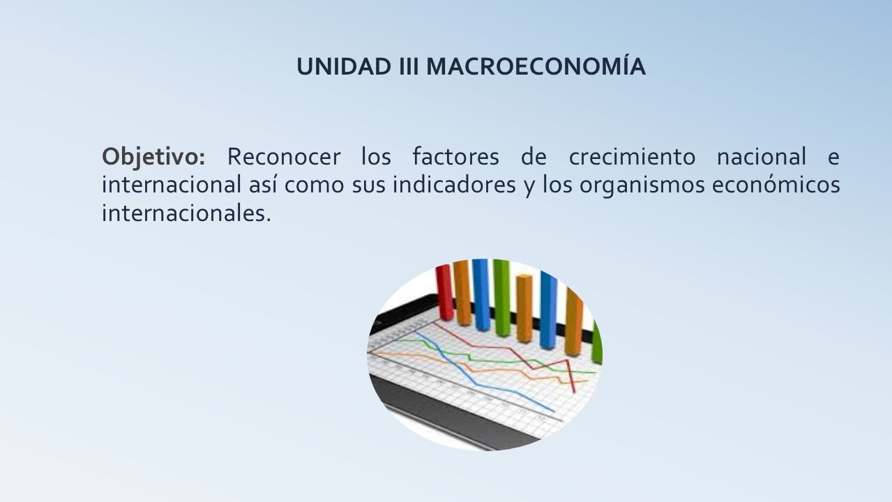 UNIDAD III MACROECONOMÍA Objetivo: Reconocer los factores de crecimiento nacional e internacional así como sus indicadores y los organismos económicos internacionales.