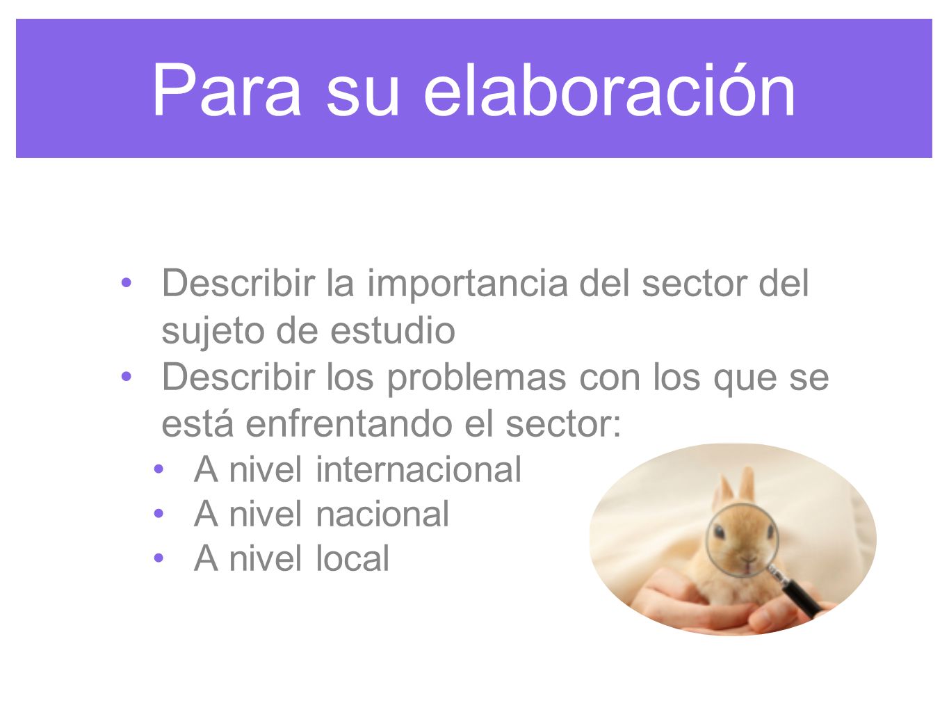 Para su elaboración Describir la importancia del sector del sujeto de estudio. Describir los problemas con los que se está enfrentando el sector: