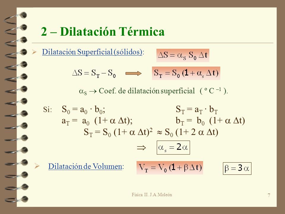 S  Coef. de dilatación superficial ( º C –1 ).