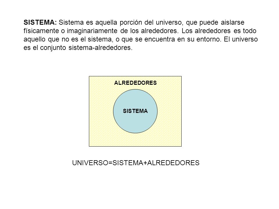 UNIVERSO=SISTEMA+ALREDEDORES