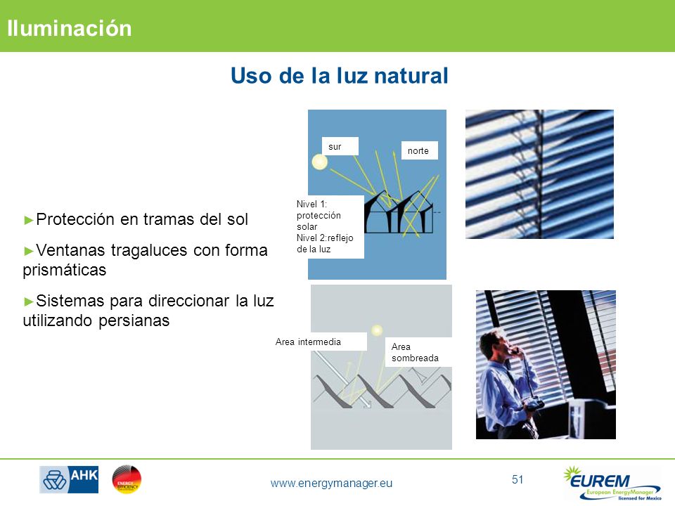 Uso de la luz natural Protección en tramas del sol