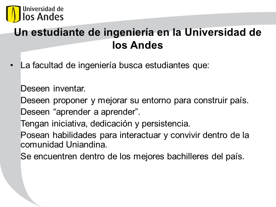 Un estudiante de ingeniería en la Universidad de los Andes