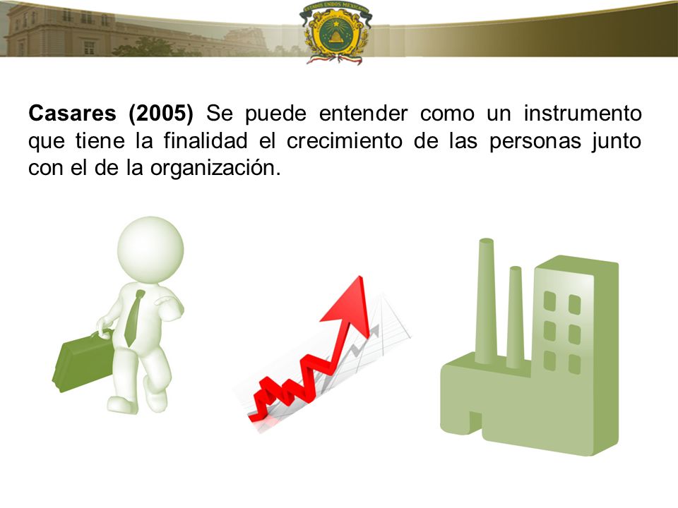 Casares (2005) Se puede entender como un instrumento que tiene la finalidad el crecimiento de las personas junto con el de la organización.