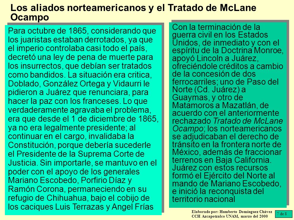 Los aliados norteamericanos y el Tratado de McLane Ocampo