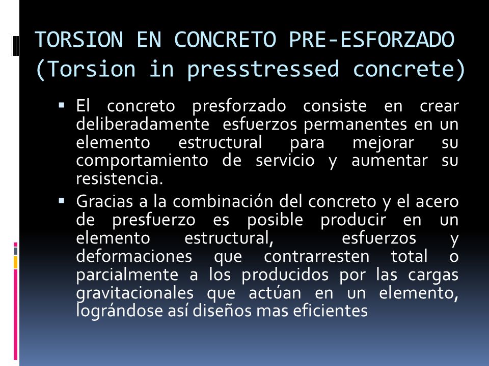 TORSION EN CONCRETO PRE-ESFORZADO (Torsion in presstressed concrete)