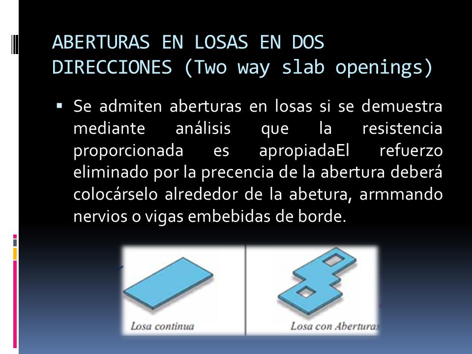 ABERTURAS EN LOSAS EN DOS DIRECCIONES (Two way slab openings)