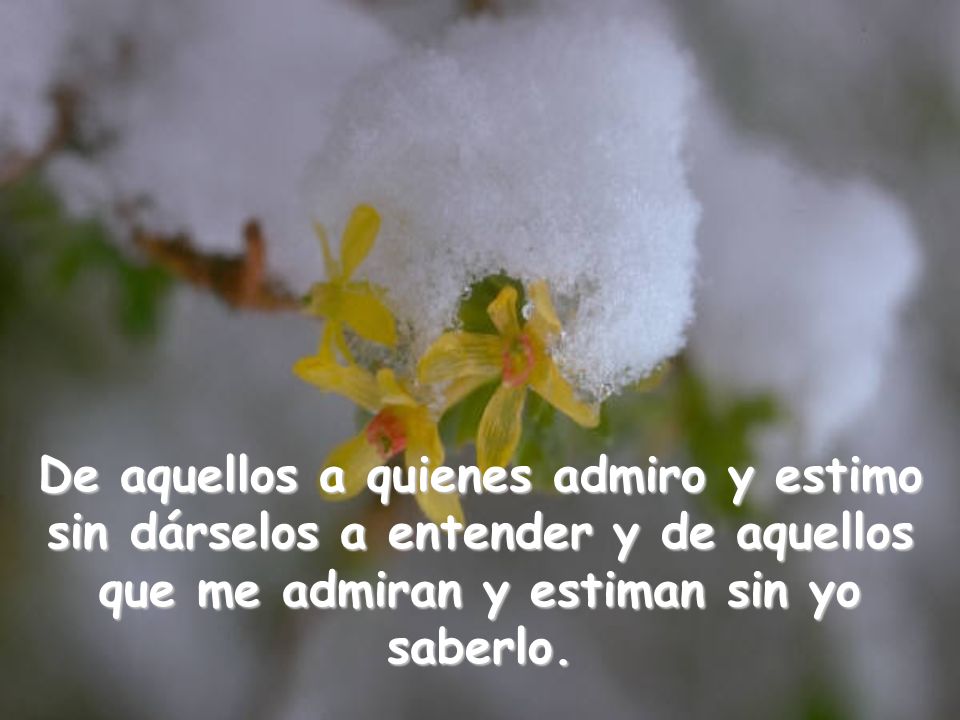 De aquellos a quienes admiro y estimo sin dárselos a entender y de aquellos que me admiran y estiman sin yo saberlo.