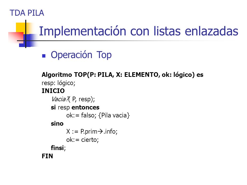 Implementación con listas enlazadas