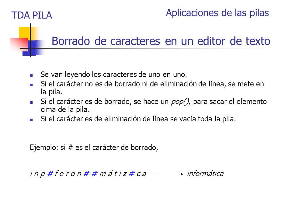 Borrado de caracteres en un editor de texto