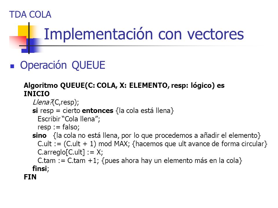 Implementación con vectores
