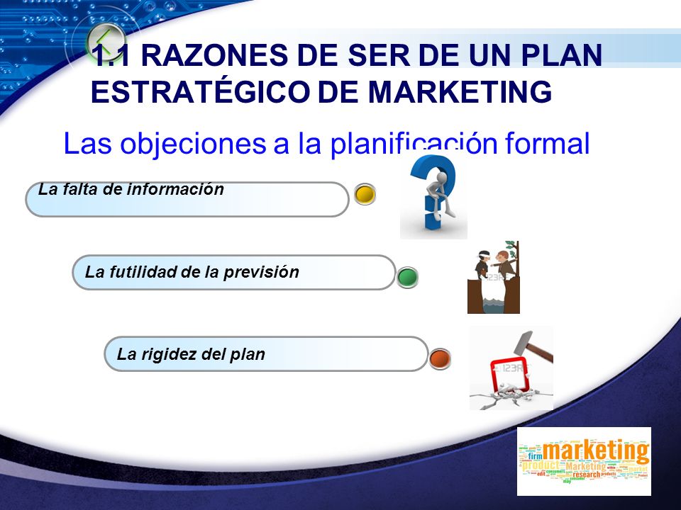 1.1 RAZONES DE SER DE UN PLAN ESTRATÉGICO DE MARKETING