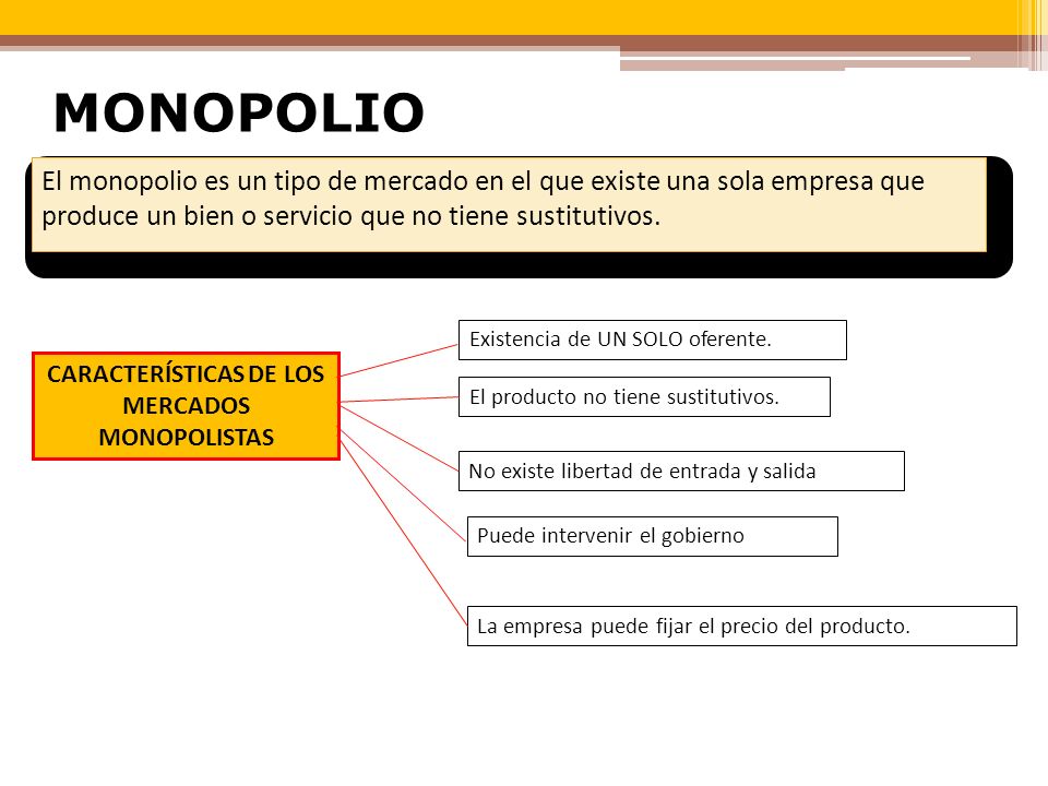 CARACTERÍSTICAS DE LOS MERCADOS MONOPOLISTAS