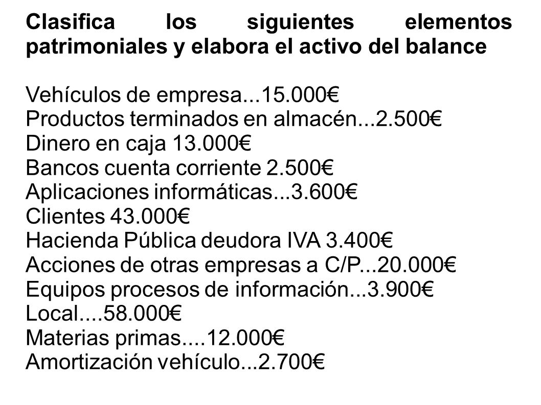 Productos terminados en almacén € Dinero en caja €