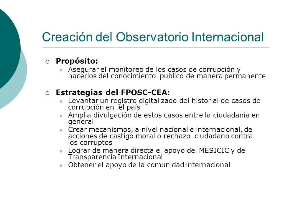 Creación del Observatorio Internacional