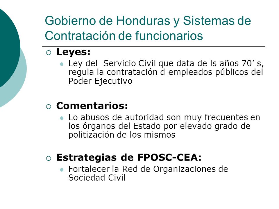 Gobierno de Honduras y Sistemas de Contratación de funcionarios