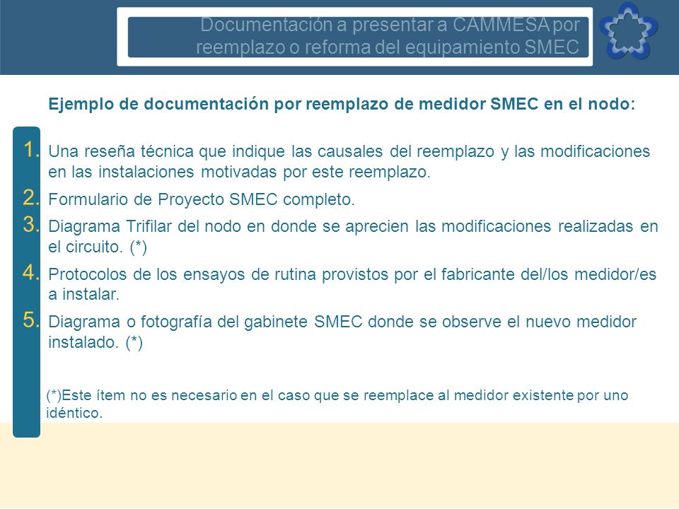 Ejemplo de documentación por reemplazo de medidor SMEC en el nodo: