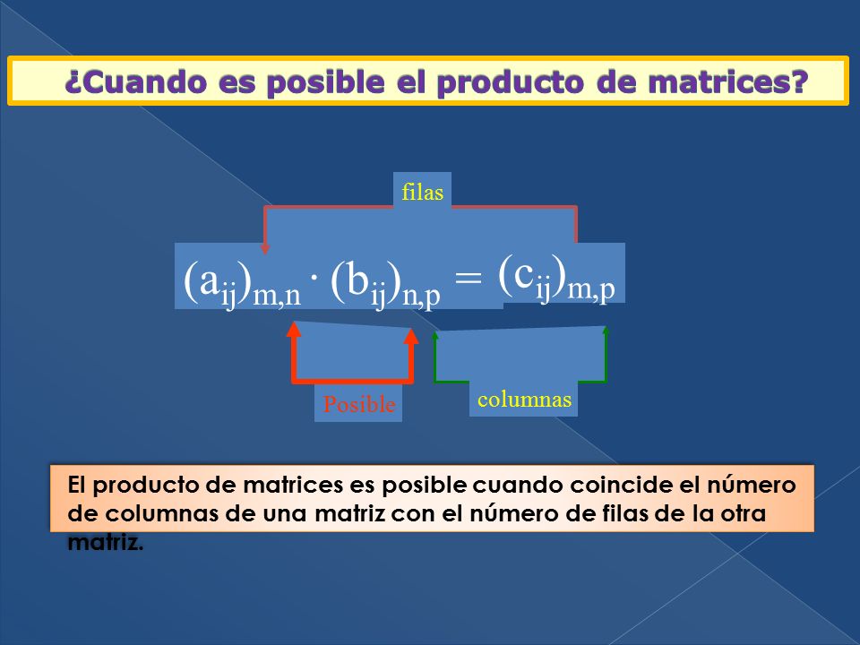 ¿Cuando es posible el producto de matrices