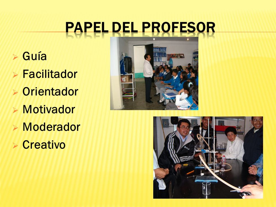 Papel del profesor Guía Facilitador Orientador Motivador Moderador