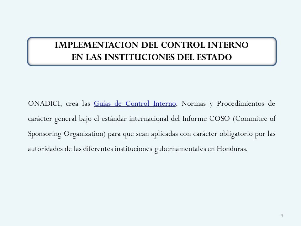 IMPLEMENTACION DEL CONTROL INTERNO EN LAS INSTITUCIONES DEL ESTADO