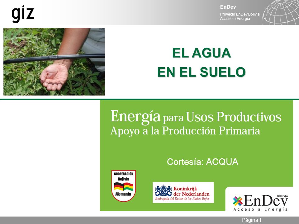 EL AGUA EN EL SUELO Cortesía: ACQUA
