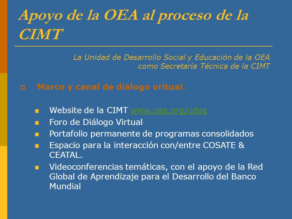 Apoyo de la OEA al proceso de la CIMT