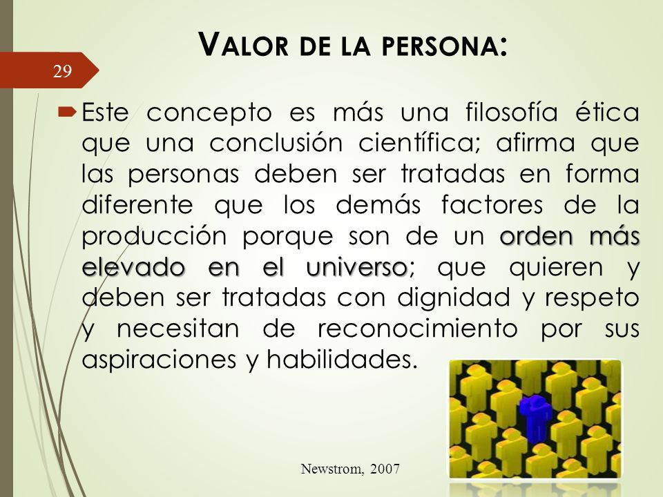 Valor de la persona: