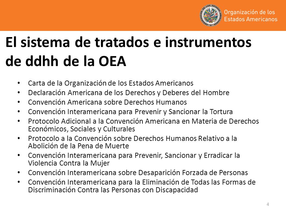 El sistema de tratados e instrumentos de ddhh de la OEA