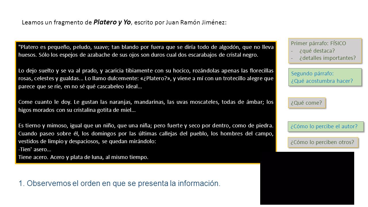 1. Observemos el orden en que se presenta la información.