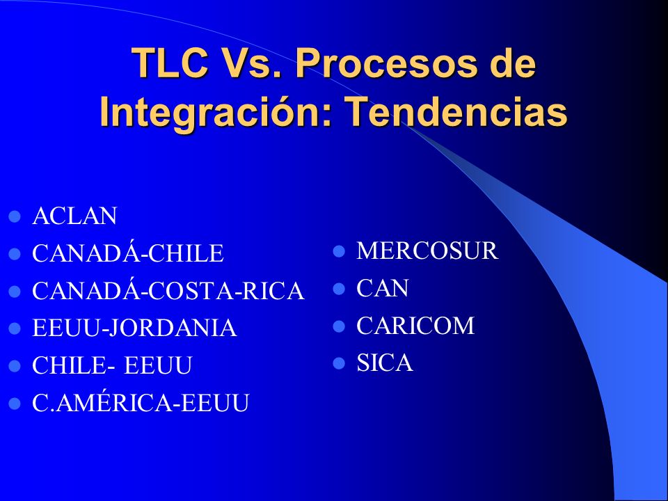 TLC Vs. Procesos de Integración: Tendencias