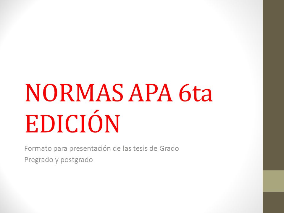 Formato para presentación de las tesis de Grado Pregrado y postgrado