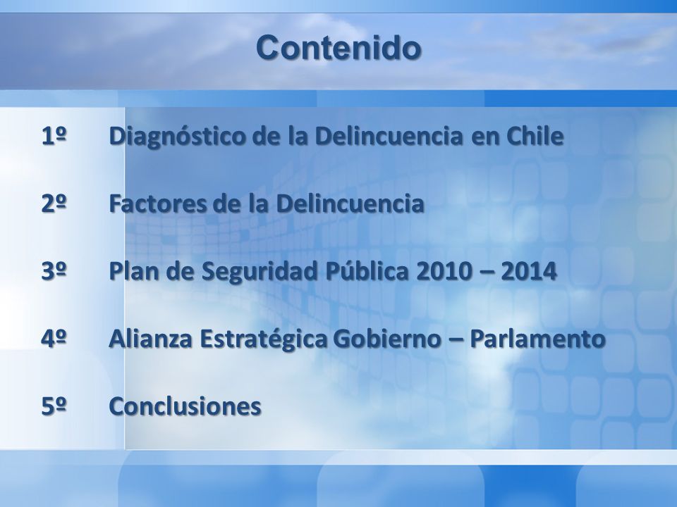Contenido 1º Diagnóstico de la Delincuencia en Chile